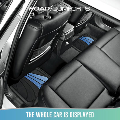 Road Comforts Car Floor Mats Full Set – Front & Rear Car Floor Mats with Aluminum Design, Anti-Slip Backing, All-Weather Protection, Trim-to-Fit Car Mats for Most Sedans, SUVs & Vans -All Pink