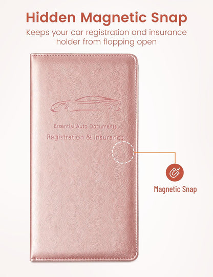 Yarnic Leopard Car Registration and Insurance Holder, Car Document Holder with Magnetic Closure, Car Organizer Vehicle Glove Box Compartment Organizer, Car wallet Case for Teens Men Women
