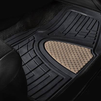FH Group Automotive Floor Mats - Heavy-Duty Rubber Floor Mats for Cars, Universal Fit Full Set, Climaproof & Trimmable Floor Mats for Most Sedan, SUV, Truck, Black