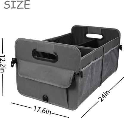 AOKJOY Car Trunk Organizer Car Storage Organizer Collapsible Multi Compartment Car Organizer Adjustable Straps for SUV(Beige)