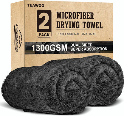 TEAWOO 3-Pack Microfiber Towels for Cars (24" x 35"), Extra Large Super Absorbent Car Drying Towel, Drying Towel for Car & Trucks, Car Towels Drying with No Streaks & Scratches