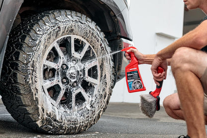 Mothers Foaming Wheel & Tire Cleaner, 24 oz. – Foaming Action Lifts Brake Dust & Grime, Safe for Factory-Coated Wheels, Restores, Cleans, Finishes Fast, Spot-Free Rinse (05924)