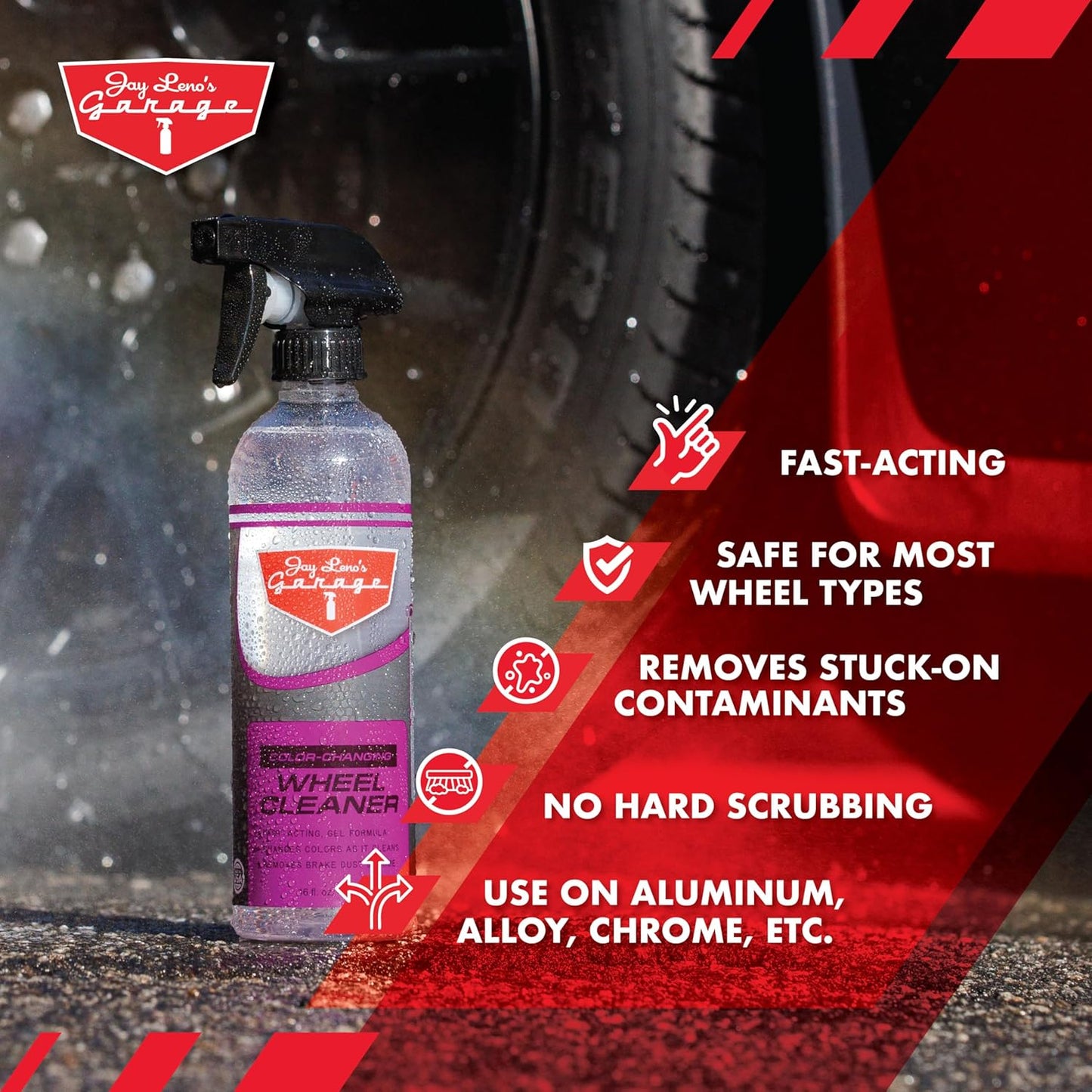 Jay Leno's Garage Wheel Cleaner Spray – Brake Cleaner and Heavy Duty Brake Dust Remover that Works as a Rim Cleaner, Leaving Wheels, Rims, Brake Pads & Rotors Spotless for a Showroom-Quality Finish