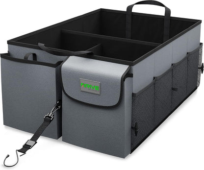 DRIVE - Car Trunk Organizer - Collapsible, Multi-Compartment Automotive SUV Car Organizer for Storage w/Adjustable Straps - Truck & Car Accessories for Women and Men - Black