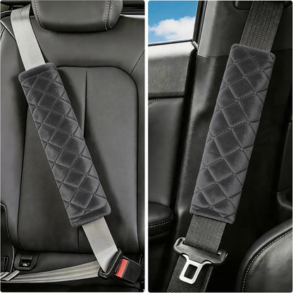 Amooca Soft Auto Seat Belt Cover Seatbelt Shoulder Pad 2 PCS for a More Comfortable Driving Compatible with All Cars and Backpack Black