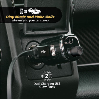 Scosche BTFM4-SP1 BTFREQ Universal Bluetooth Handsfree Car Kit with FM Transmitter and Dual USB Ports, Black