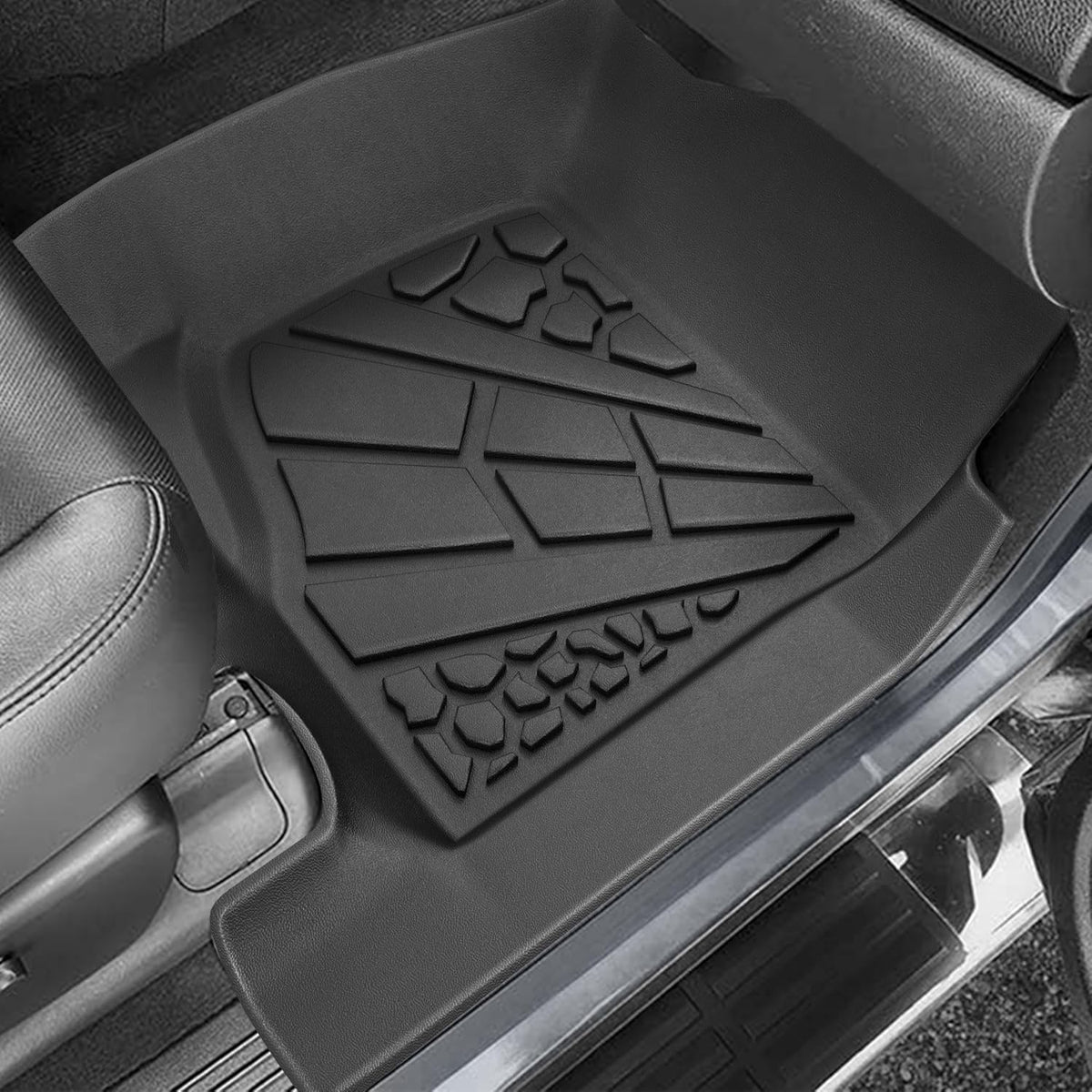 KARPAL Floor Mats for 2007-2013 Chevy Silverado & GMC Sierra 1500 Crew Cab / 2007-2014 2500/3500 HD(Footwell Coverage), All-Weather TPE Custom Fit Floor Liners Car Accessories
