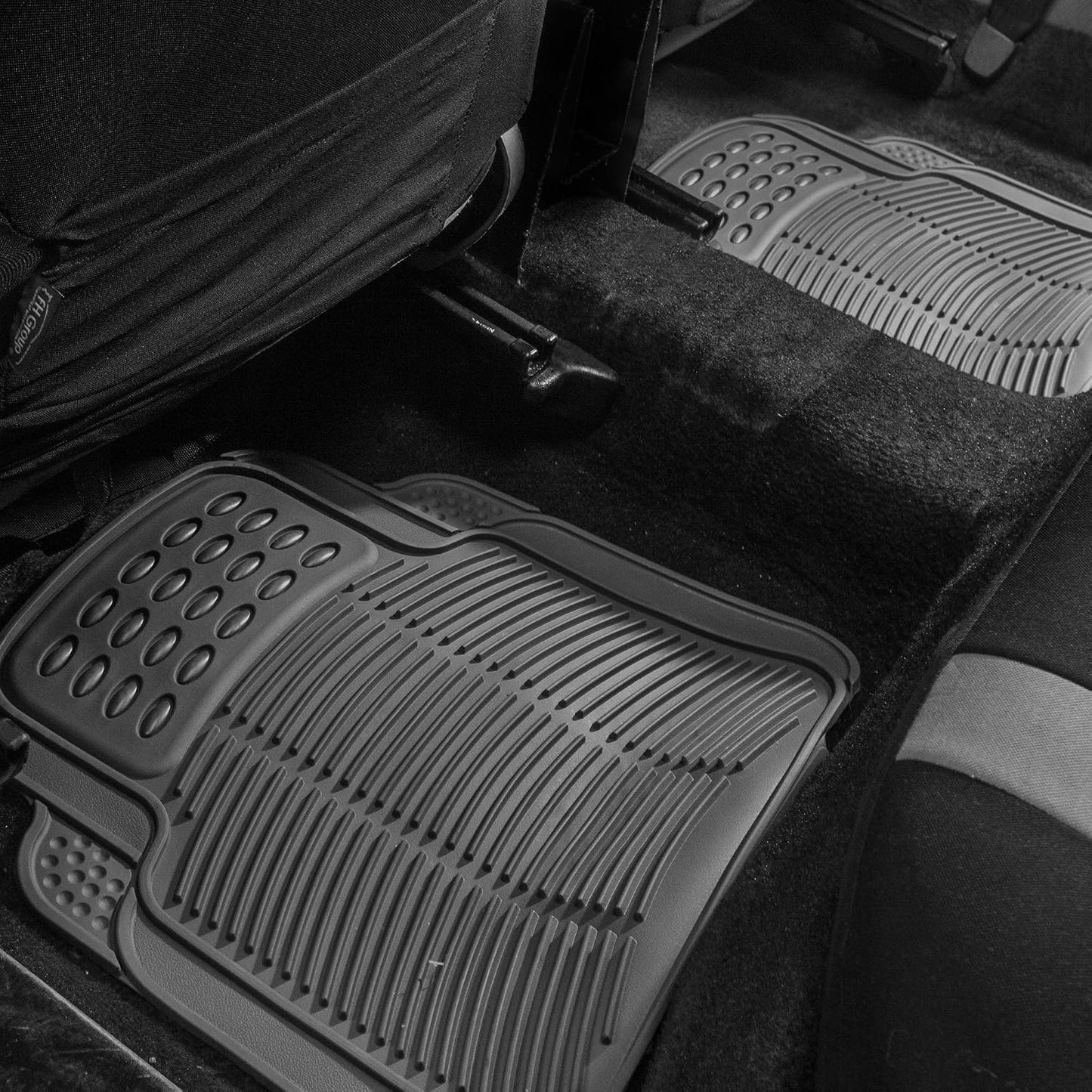 FH Group Automotive Floor Mats Solid ClimaProof for all weather protection Universal Fit Trimmable Heavy Duty fits most Cars, SUVs, and Trucks, 3pc Full Set Black