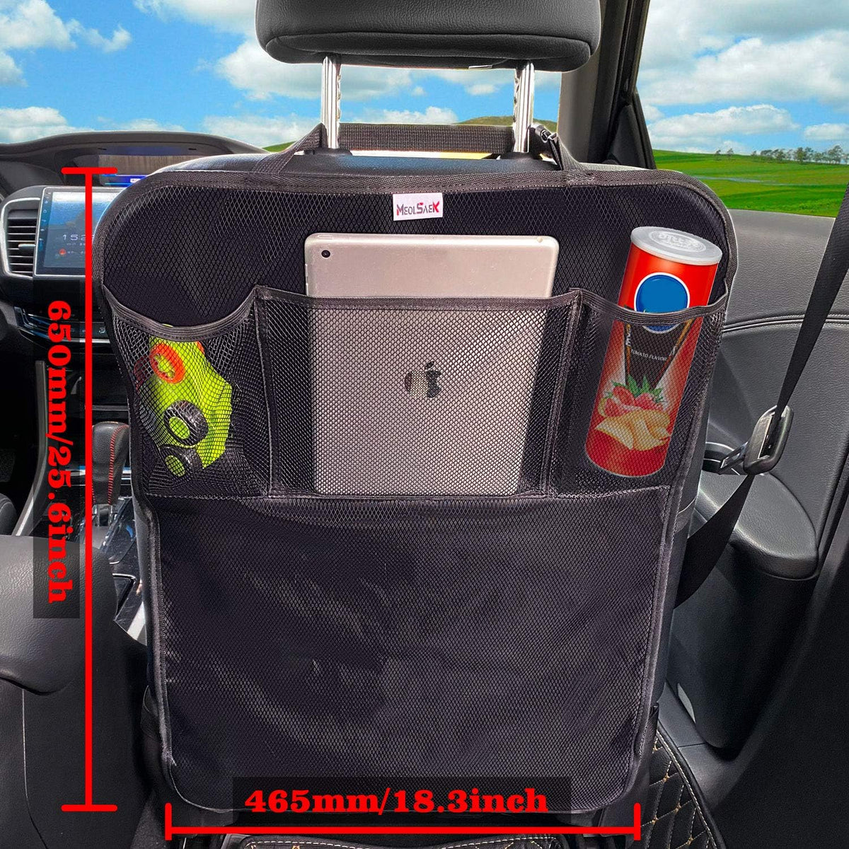 Meolsaek Kick Mats Back Seat Protector, Waterproof Oxford Seat Back Protector, Car Seat Back Protector for Kids, Back of Seat Protector for Kids Feet Car Seat (Black A -1pc)