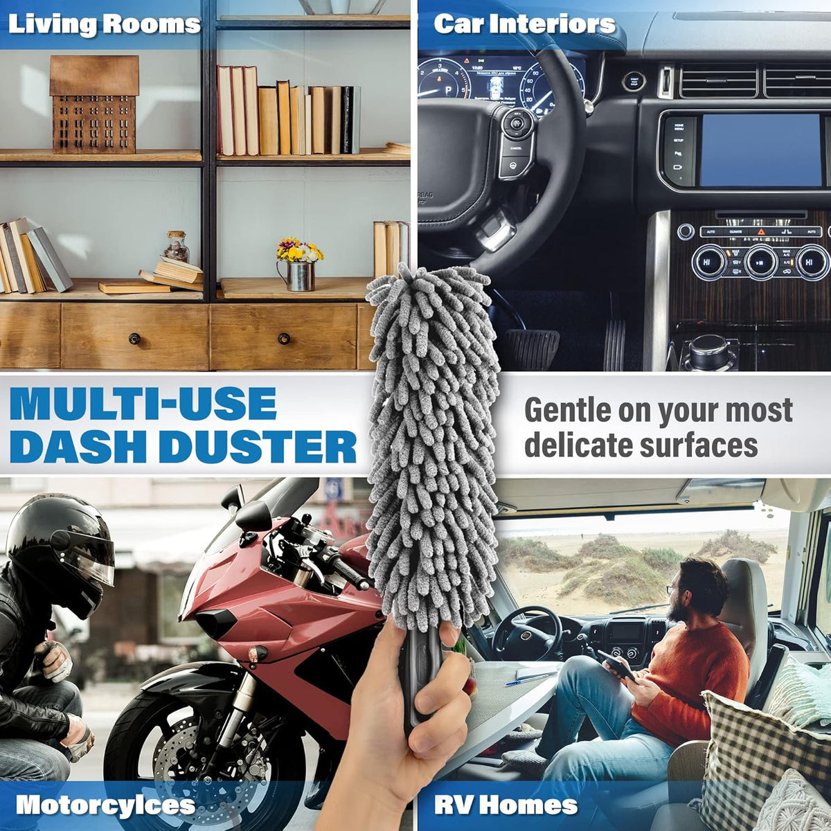 Professional Car Duster Interior - Car Accessories for Women and Men (Lint & Scratch Free)