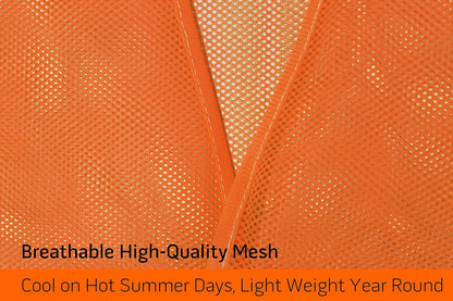 PeerBasics Safety Vests 10 Pack - Yellow Reflective High Visibility, Hi Vis Silver Strip, Men Women, Work, Cycling, Runner, Surveyor, Volunteer, Crossing Guard, Road, Construction, Neon (Mesh, 10)
