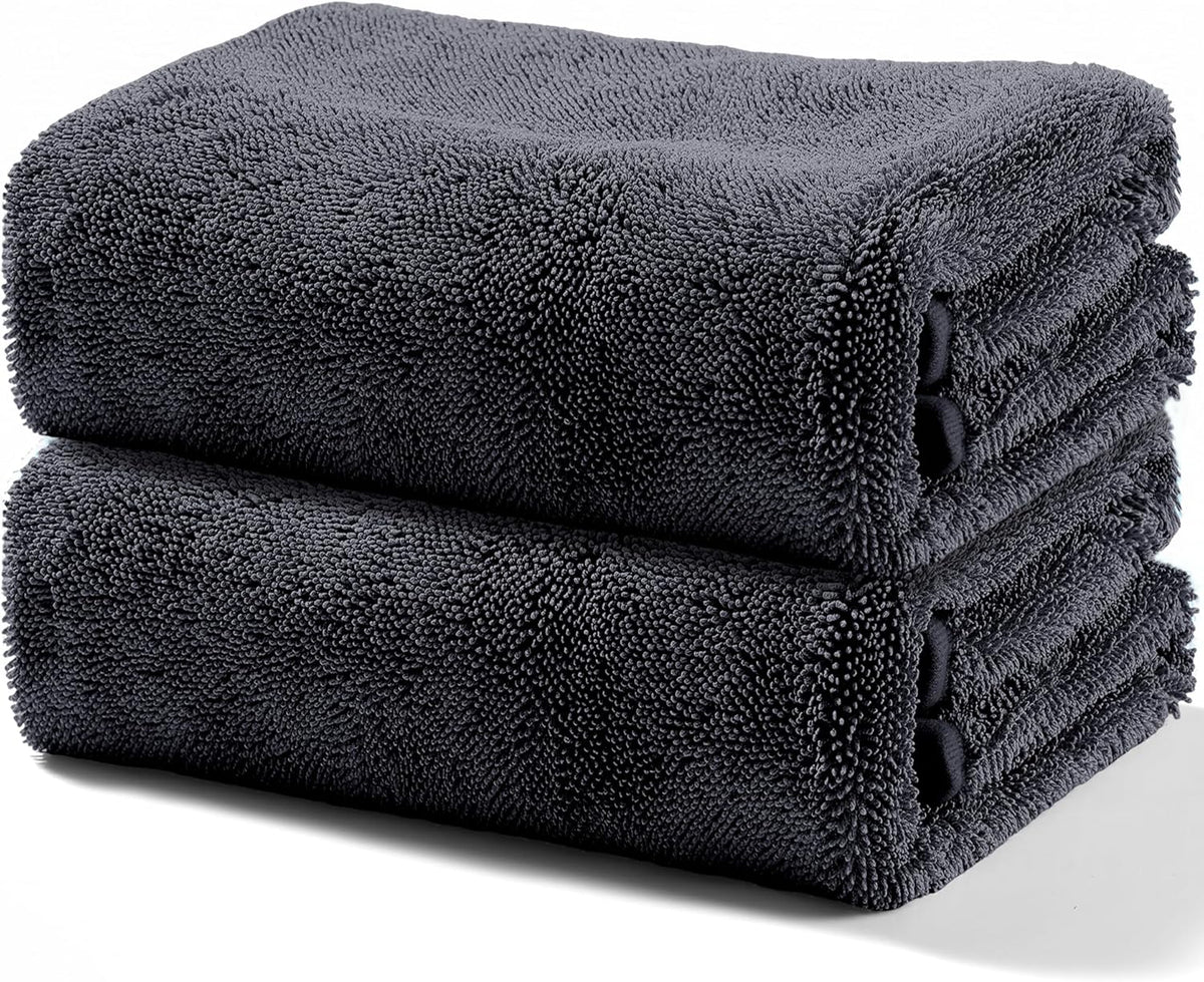 JOYMOOP Microfiber Towels for Cars, 2 Pack 35.4" x 23.6" Car Drying Towel, Dark Gray Reusable Car Towel, Quick Drying Car Microfiber Cleaning Cloth for RVs, SUVs, Trucks