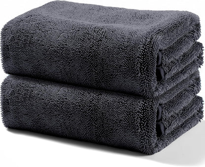 JOYMOOP Microfiber Towels for Cars, 2 Pack 35.4" x 23.6" Car Drying Towel, Dark Gray Reusable Car Towel, Quick Drying Car Microfiber Cleaning Cloth for RVs, SUVs, Trucks