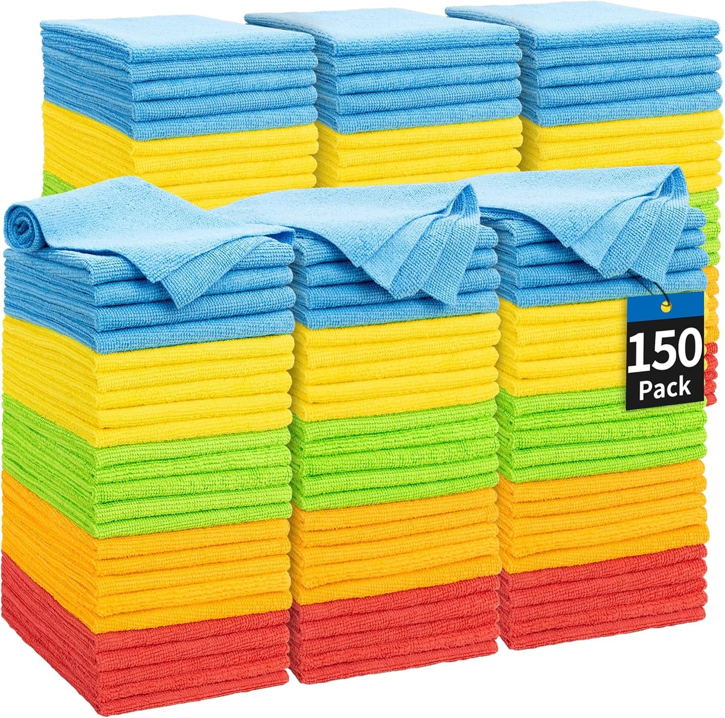 Microfiber Cleaning Cloth, 100 Pack Cleaning Rags Microfiber Towel Bulk Absorbent Lint-Free Wash Cloths, All-Purpose Shop Towels for Cars, Automotive, Garage, Home & Kitchen 11.5"*11.5"