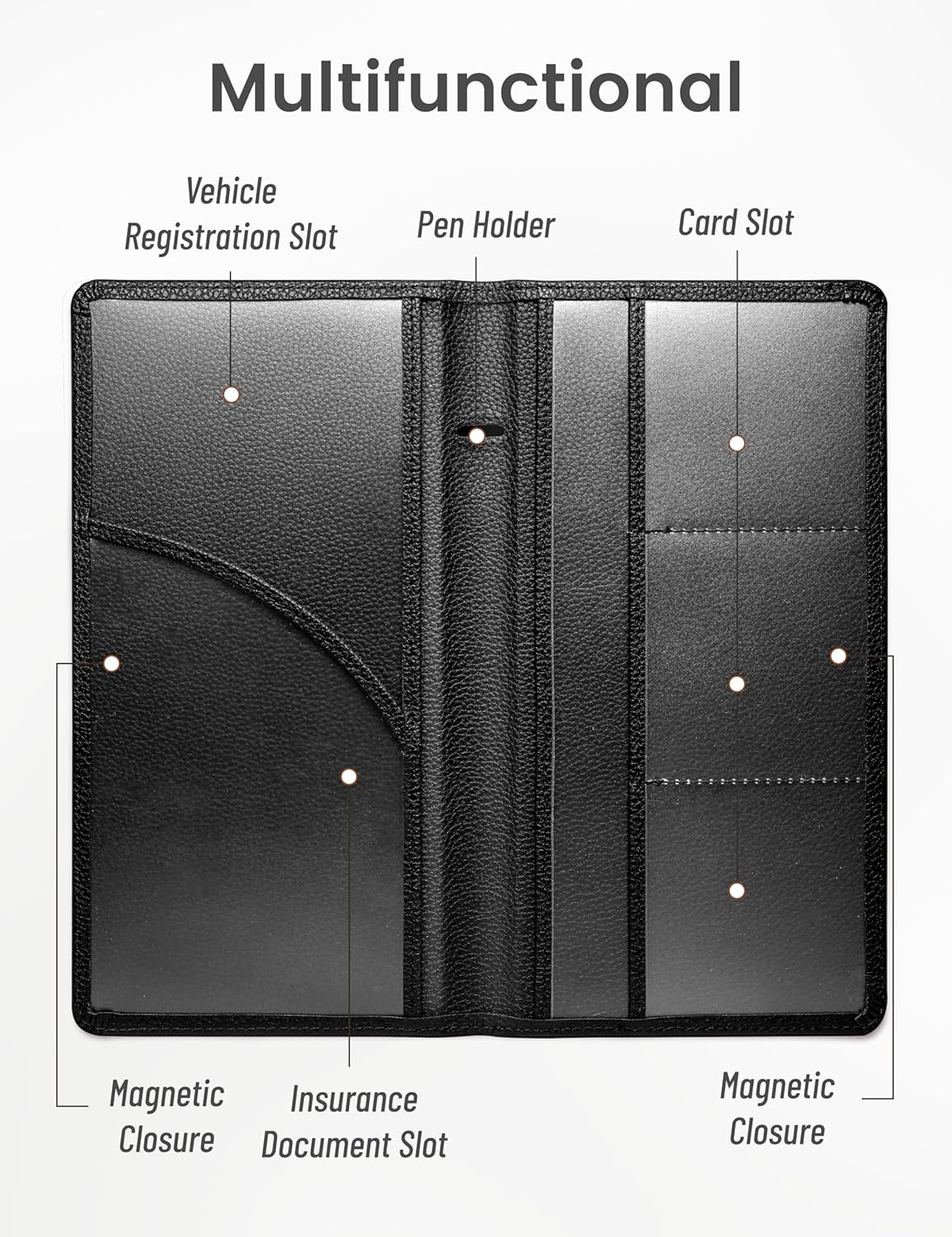 Yarnic Car Registration and Insurance Holder, Pu Leather Car Registration and Insurance Card Holder Car Document Holder for Cards, Essential Document, Driver License (Pink)