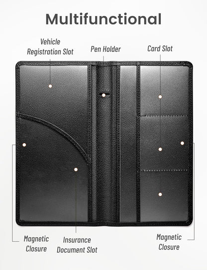 Yarnic Car Registration and Insurance Holder, Pu Leather Car Registration and Insurance Card Holder Car Document Holder for Cards, Essential Document, Driver License (Pink)