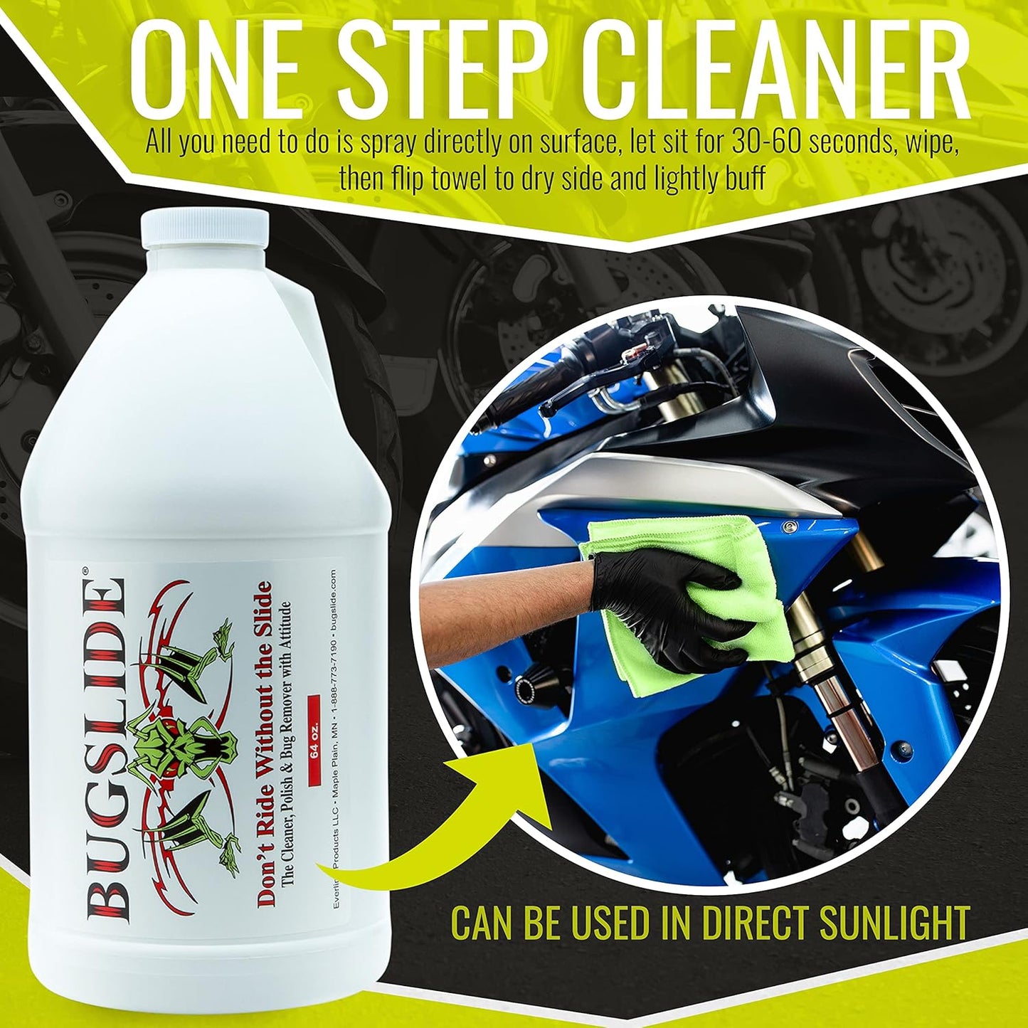 BugSlide Bug Remover – All Purpose Car Cleaner & Detailer Spray, For Vehicle Interior & Exterior Use, Shines, Degreases, Polishes, Wipes Away Bugs on Plastic, Metal,Glass, Windows, Mirrors, 32 oz