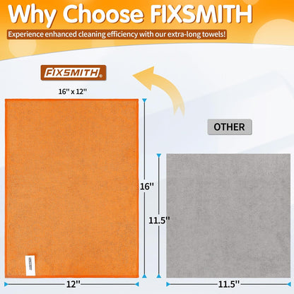 FIXSMITH Microfiber Cleaning Cloth - Pack of 50, Microfiber Towels for Cars 16 x 12 in, Highly Absorbent Cleaning Rags, Lint-Free, Streak-Free Cleaning Cloths for Car Kitchen Home Office