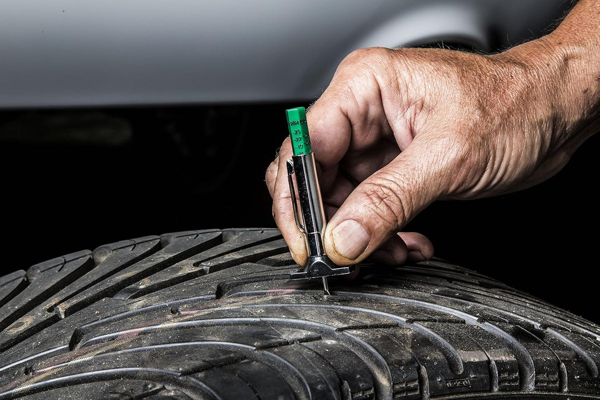 Steelman Color Coded Tread Depth Gauge, Quickly Identifies Amount of Tread on Tires, Reads in MM and 32nds