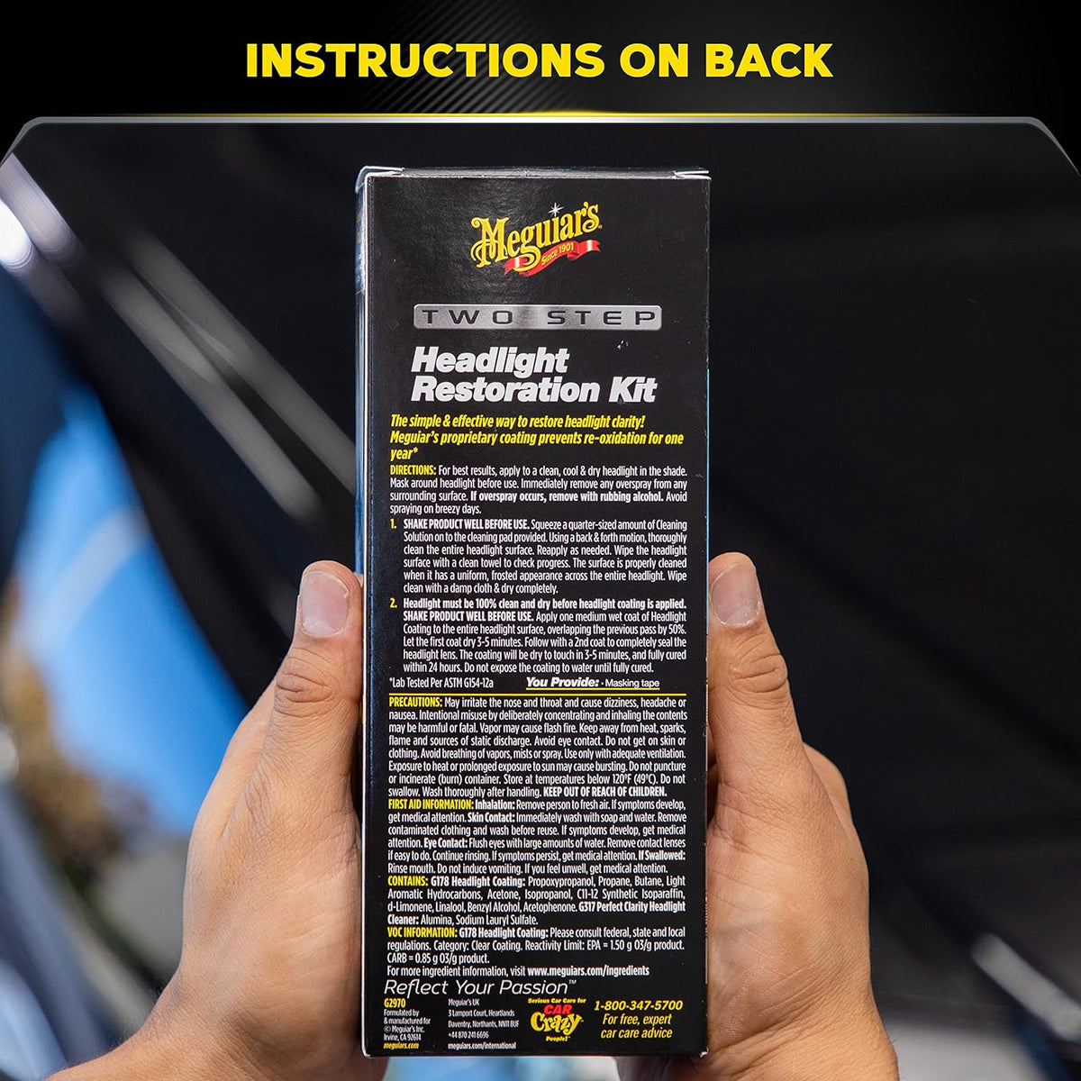 Meguiar's Two Step Car Headlight Restoration Kit, Headlight Cleaner Restores Clear Car Plastic and Protects from Re-Oxidation, Includes Coating and Cleaning Solution - 4 Count (1 Pack)