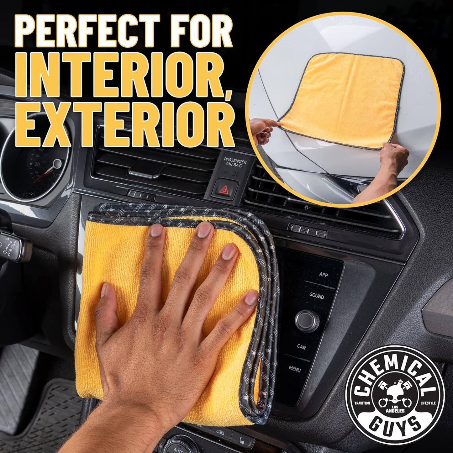 Chemical Guys Professional Grade Premium Microfiber Towels for Cars, Blue, 16" x 16", Ultra-Soft and Scratch-Free Car Detailing Cloths for Trucks, Motorcycles, and More - 3 Pack