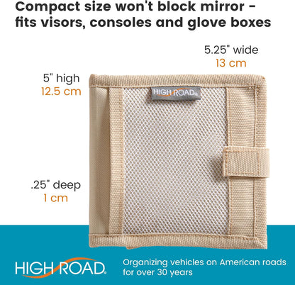 High Road Car Registration and Insurance Card Holder for Sun Visor, Glove Box or Console with 2 Clear Hidden Car Document Pockets