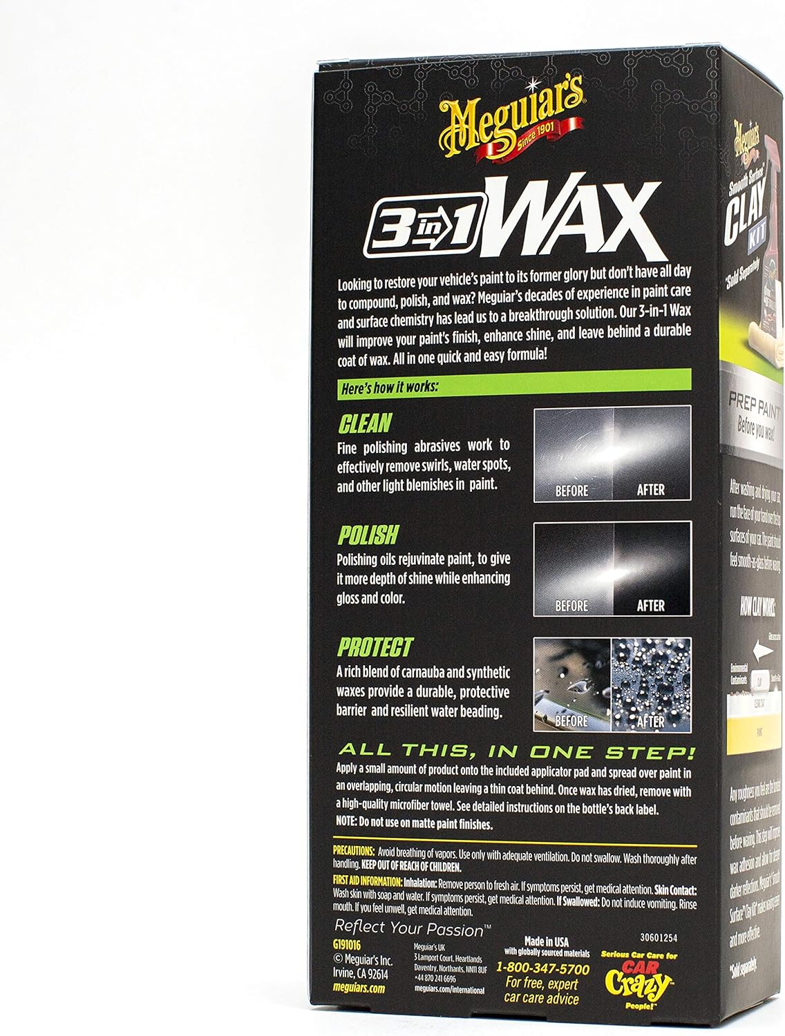 Meguiar's 3-in-1 Wax, Advanced Cleaner Wax that Blends Defect and Scratch Removal with Car Polishing, Keep Your Car Care Simple With an All in One Product, 16 Oz