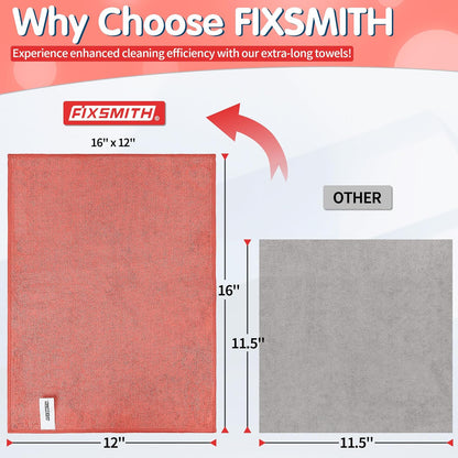 FIXSMITH Microfiber Cleaning Cloth - Pack of 50, Microfiber Towels for Cars 16 x 12 in, Highly Absorbent Cleaning Rags, Lint-Free, Streak-Free Cleaning Cloths for Car Kitchen Home Office