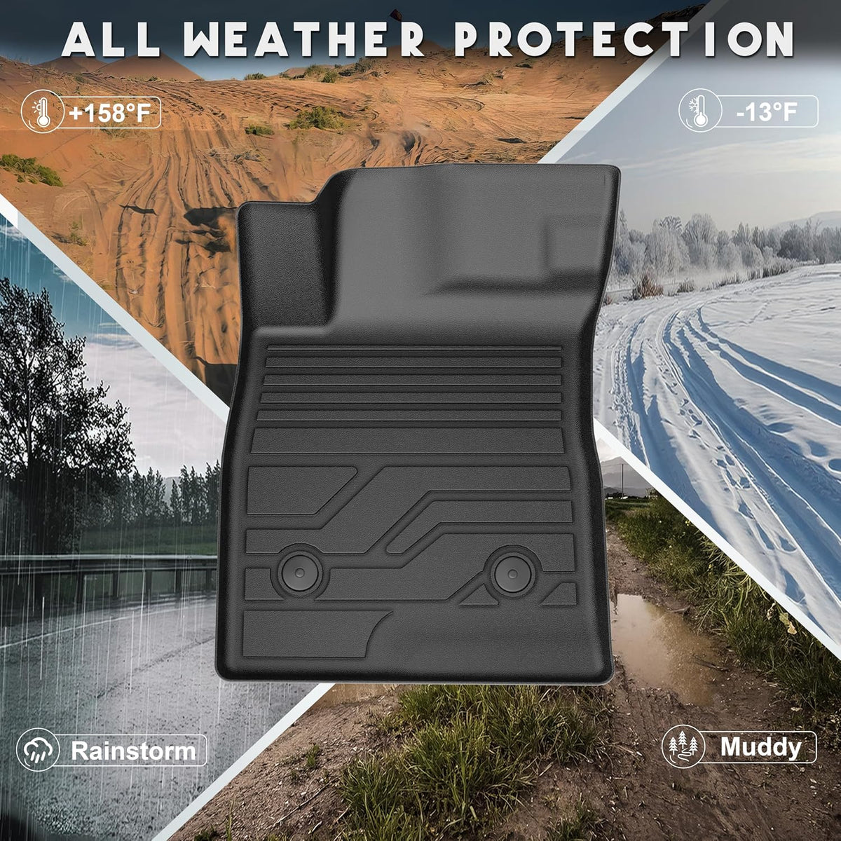 KARPAL Floor Mats for 2007-2013 Chevy Silverado & GMC Sierra 1500 Crew Cab / 2007-2014 2500/3500 HD(Footwell Coverage), All-Weather TPE Custom Fit Floor Liners Car Accessories