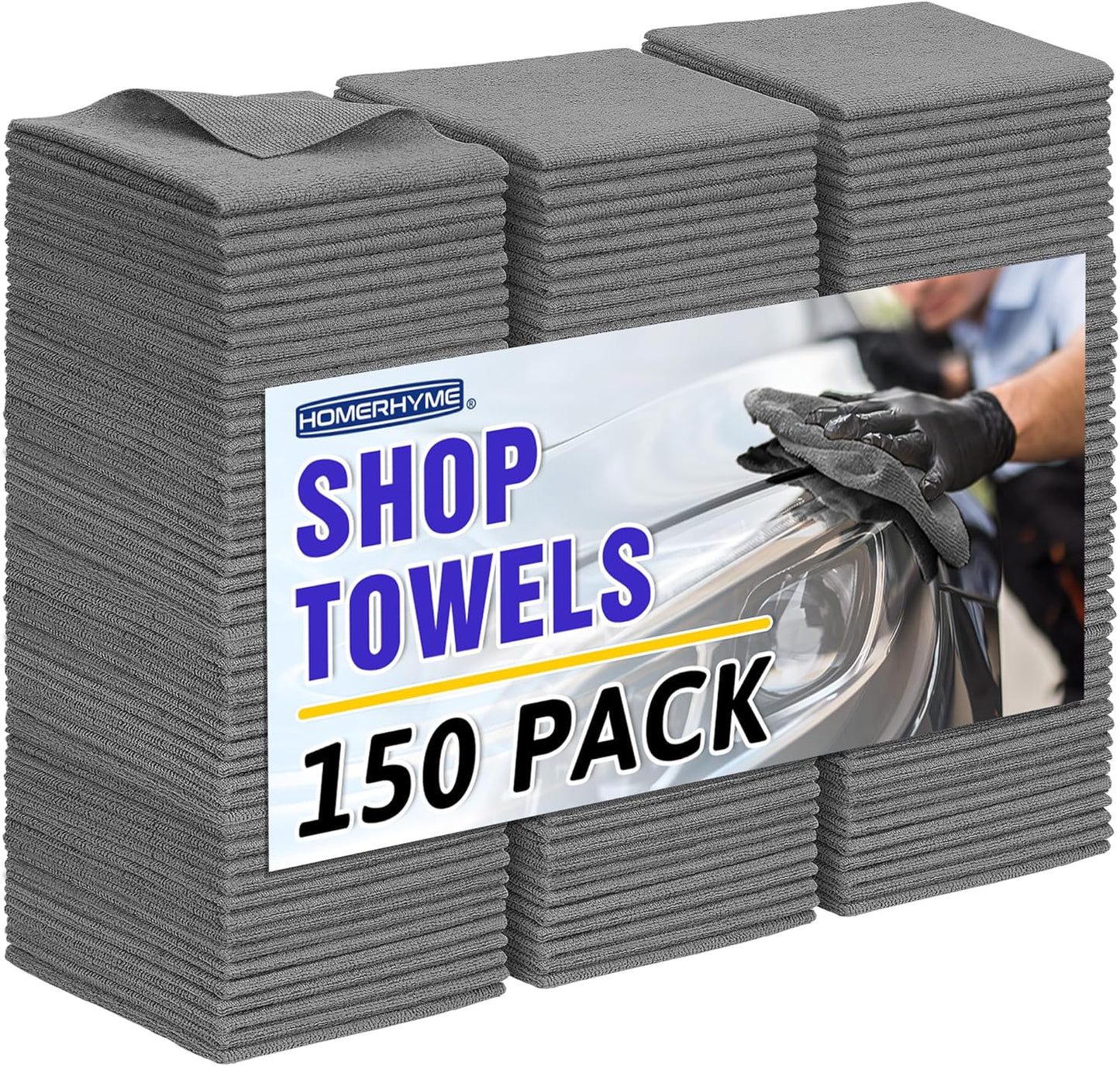 Microfiber Cleaning Cloth, 100 Pack Cleaning Rags Microfiber Towel Bulk Absorbent Lint-Free Wash Cloths, All-Purpose Shop Towels for Cars, Automotive, Garage, Home & Kitchen 11.5"*11.5"