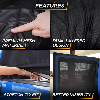 EcoNour Car Window Shades for Side Windows (Pack of 2) | Sun Shade for Car Heat and UV Protection | Adjustable Elastic Fabric Baby Car Shade | Rear Side Window Sun Shade Accessories (Large 21"x36")