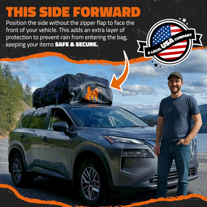 Mockins 35 Cu Ft Black Rooftop Cargo Carrier Bag 60"x42"x24" w/Accessories | Roof Bag Cargo Carrier for Top of Vehicle | Vehicle Soft-Shell Carriers for Car Roof Storage | Use with or w/o Roof Rack