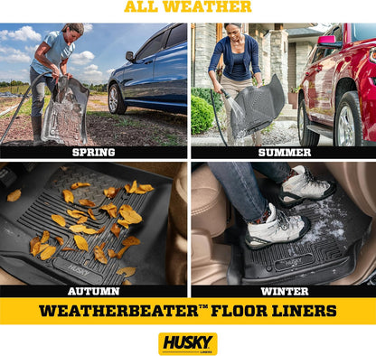Husky Liners Weatherbeater Floor Mats | Fits 2013 - 2024 Toyota 4Runner; 2014 - 2024 Lexus GX460 | Front & 2nd Row, 3-pc Black - 99571