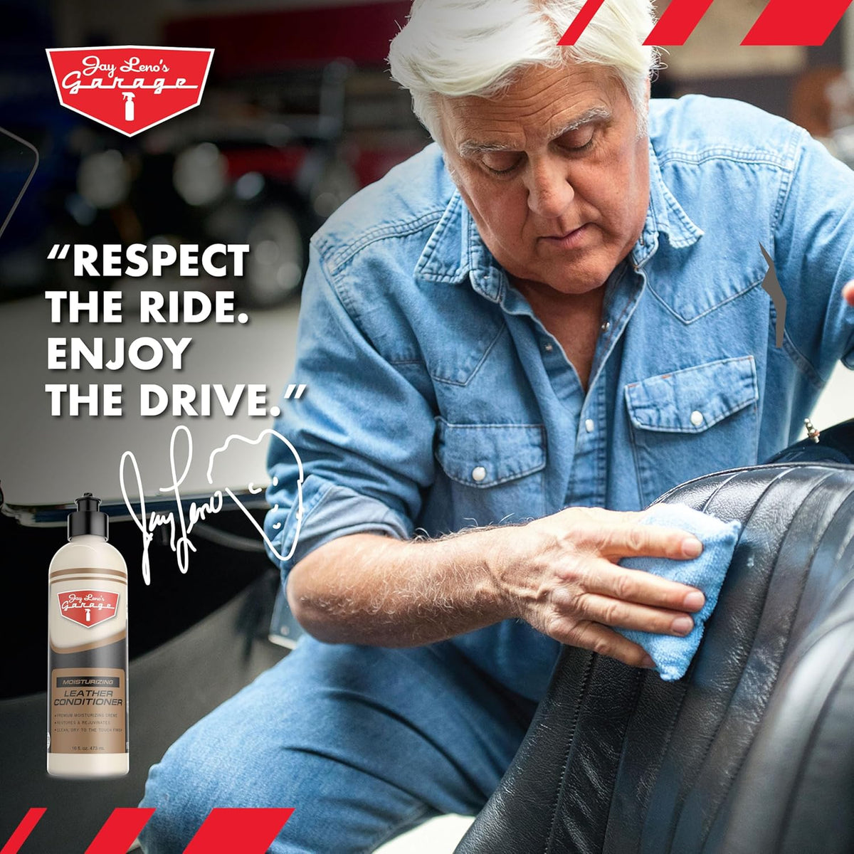Jay Leno's Garage Leather Cleaner and Conditioner for Car Interior – Advanced Car Seat Leather Cleaner and Conditioner, Auto Leather Care Kit for Interior Detailing and Upholstery Cleaning