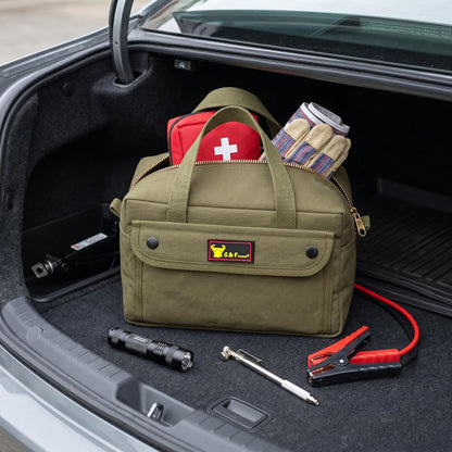 Waxed Canvas All Purpose Military Style Duffle Bag, Water-Resistant, Adjustable Strap, Fully Lined, Double Zipper Closure, heavy Duty, Olive Green
