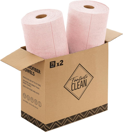 Fantasticlean Microfiber Cleaning Cloth Roll -75 Pack, Tear Away Microfiber Towels, 12" x 12", Reusable, Washable, Scratch Free, Ultra Absorbent for All-Around Cleaning Supplies (DimGray)