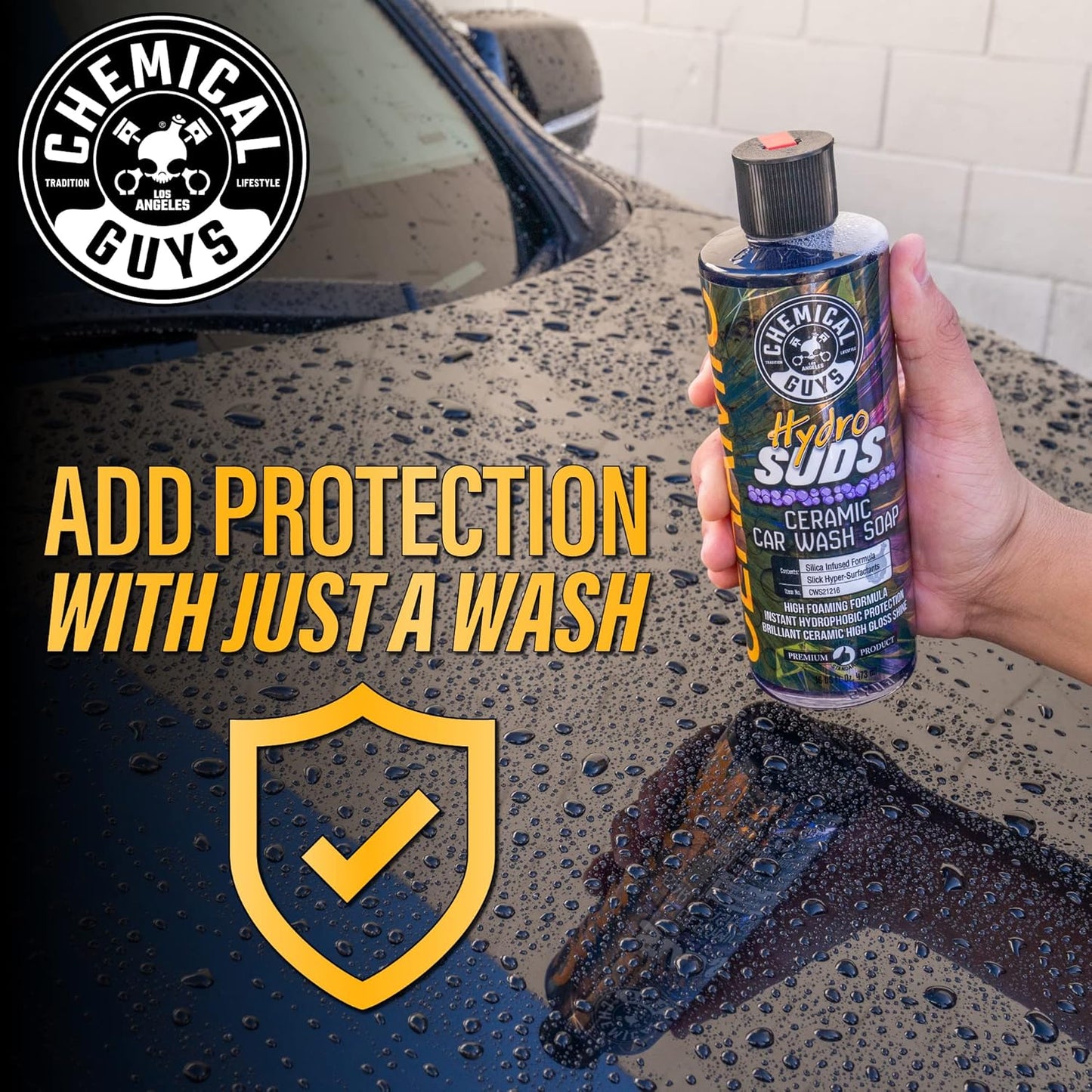 Chemical Guys HydroSuds Ceramic, Shine High Foaming Car Wash Soap - Foam Cannon Soap, Works with Foam Guns or Bucket Washes for Cars, Trucks, Motorcycles, RVs, and More, Berry Scent - 16 oz