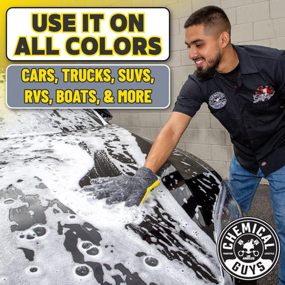 Chemical Guys MIC510 The Stranger Helpful Handy Car Wash Mitt - Yellow, Microfiber Towels for Detailing, Holds Tons of Soapy Suds, Flexible - Perfect for Car Cleaning