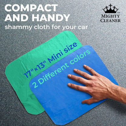 Premium 2pk Mini +1 Free Shammy Cloth for Car Drying - 17”x13” - Super Absorbent Chamois Towel for Car - Scratch-Free, Reusable & Soft Cleaning Towel