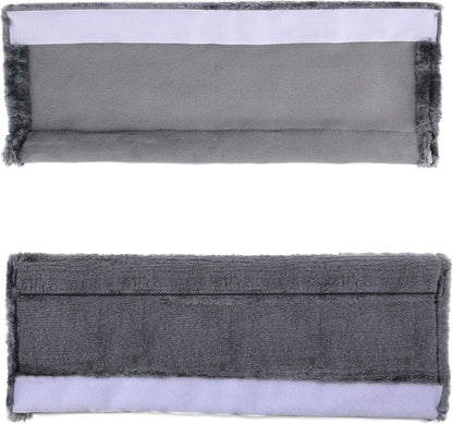 Amooca Soft Faux Fur Universal Fit Seatbelt Cover Car Truck SUV Airplane Seat Belt Shoulder Pad for Carmera Backpack Straps Neck Cushion Protector 2 Pack 10.5in Dark Gray