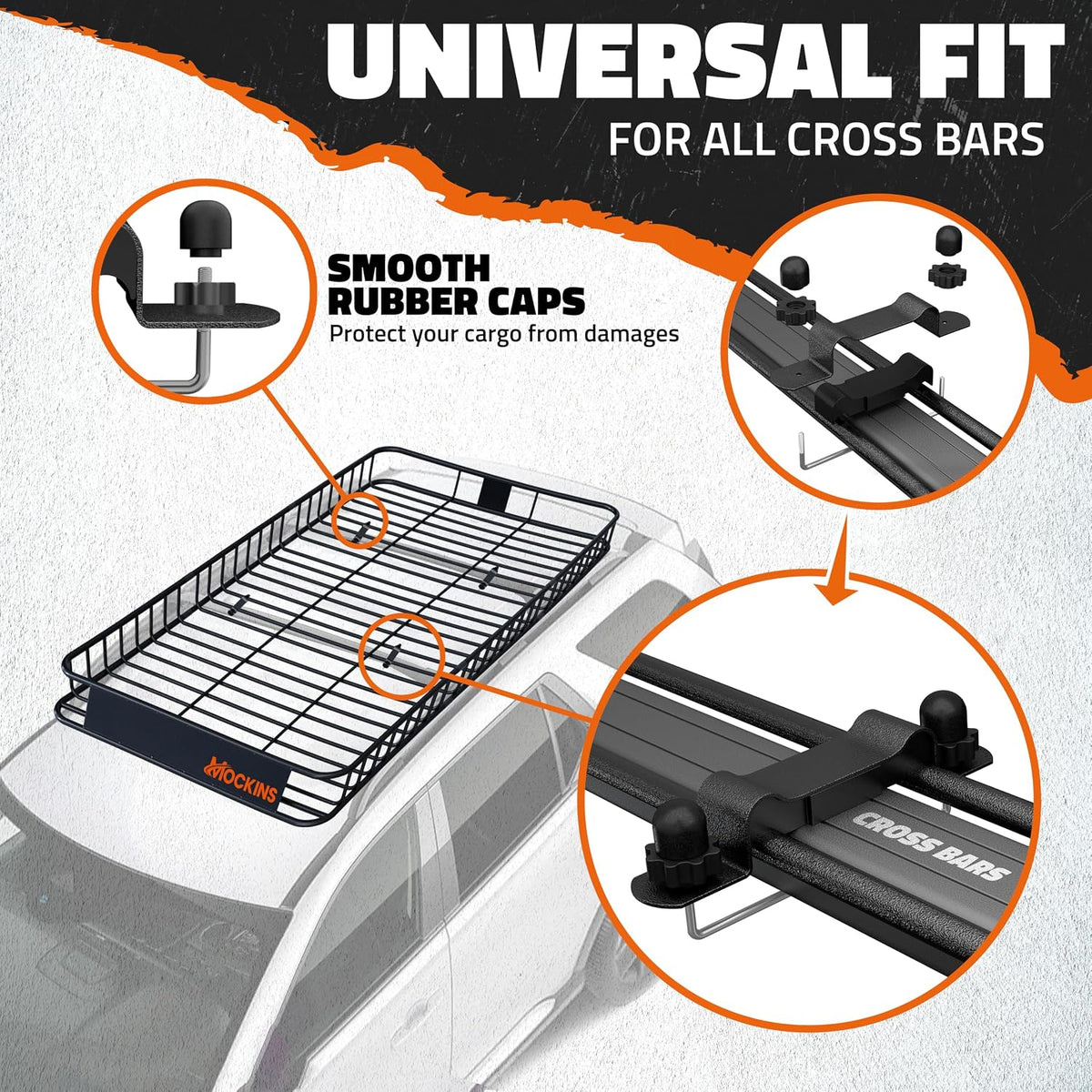Mockins 16 Cu Ft Weatherproof No Rack Rooftop Cargo Carrier Bag 45"x34"x18" | Rooftop Cargo Bag for Top of Car | Car Topper Luggage Carrier Waterproof Set w/ Accessories | Vehicle Soft-Shell Carriers