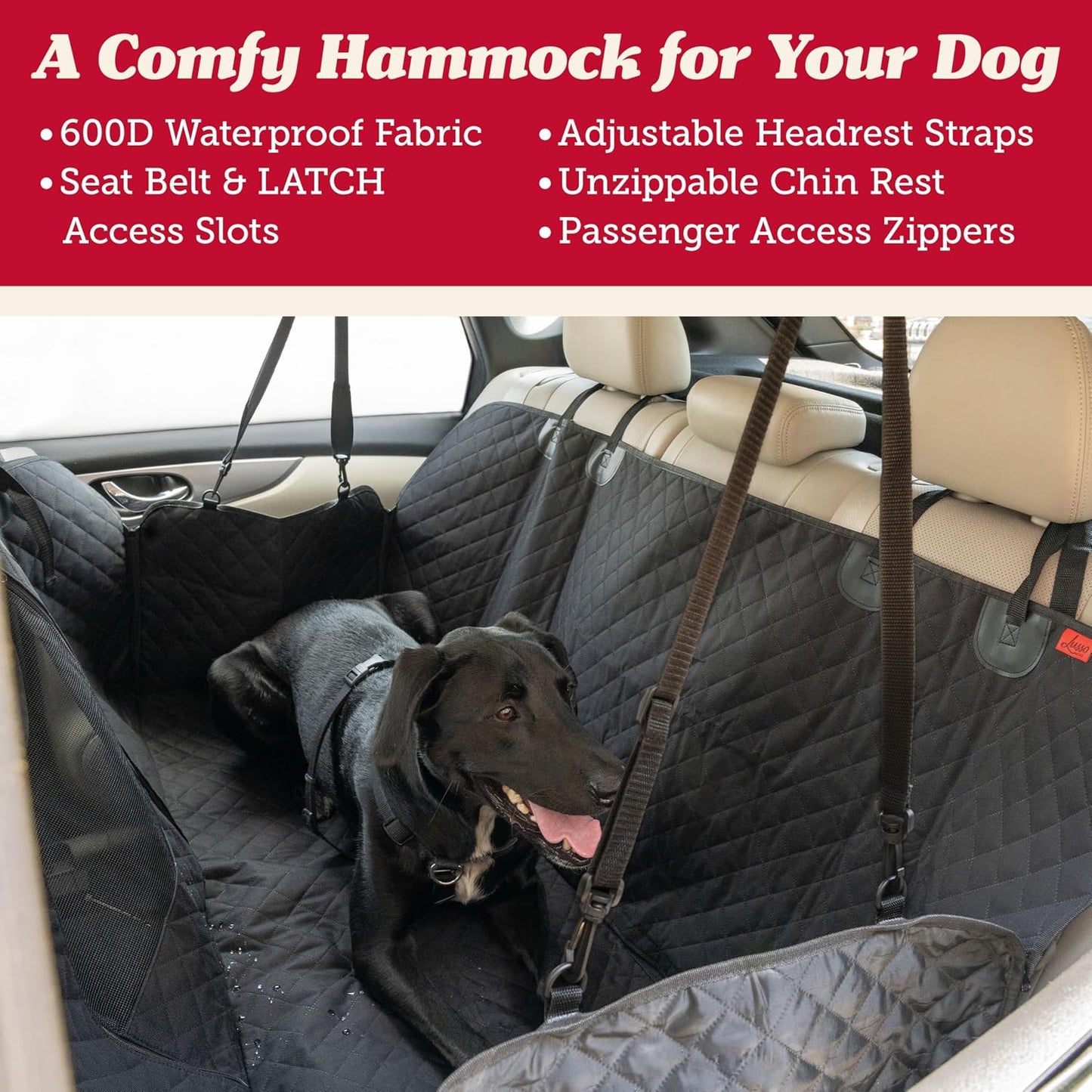 Lusso Gear Dog Car Seat Cover - Waterproof Non-Slip Car Back Seat Protector - Rear Car Seat Cover for Dogs - Universal Fit for Sedans Trucks SUVs - Scratchproof Backseat Car Cover - Machine Washable