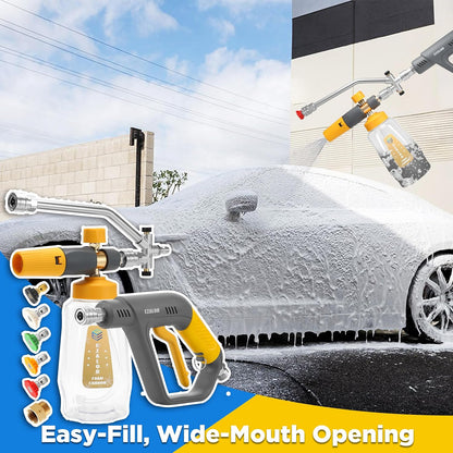 Pressure Washer Foam Cannon Gun Kit with Dual Connector Accessory, Foam Blaster for Car Washing, Double Tip Attachment & 5 Nozzle Tips, 1/4" Quick Connect, 4000 PSI