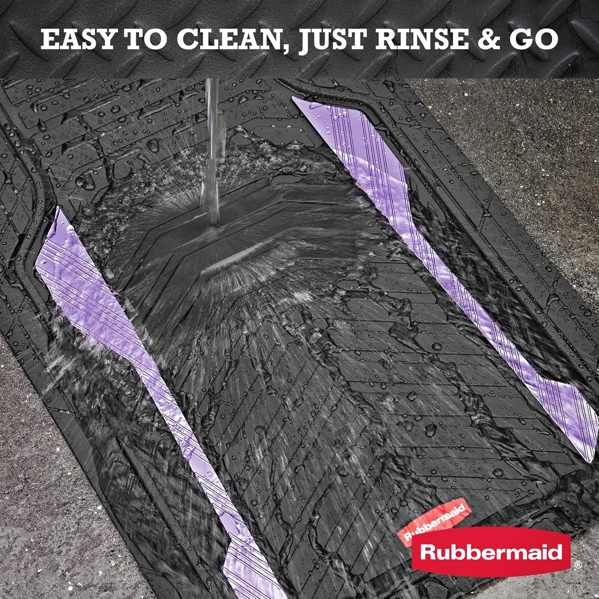 Rubbermaid Car Floor Mat, Heavy Duty All-Weather Car Mats Full Set with Dual-Tone Pink Aluminum Inserts – Universal Fit, Anti-Slip Backing, Trim-to-Fit for Most SUV, Sedan, Van