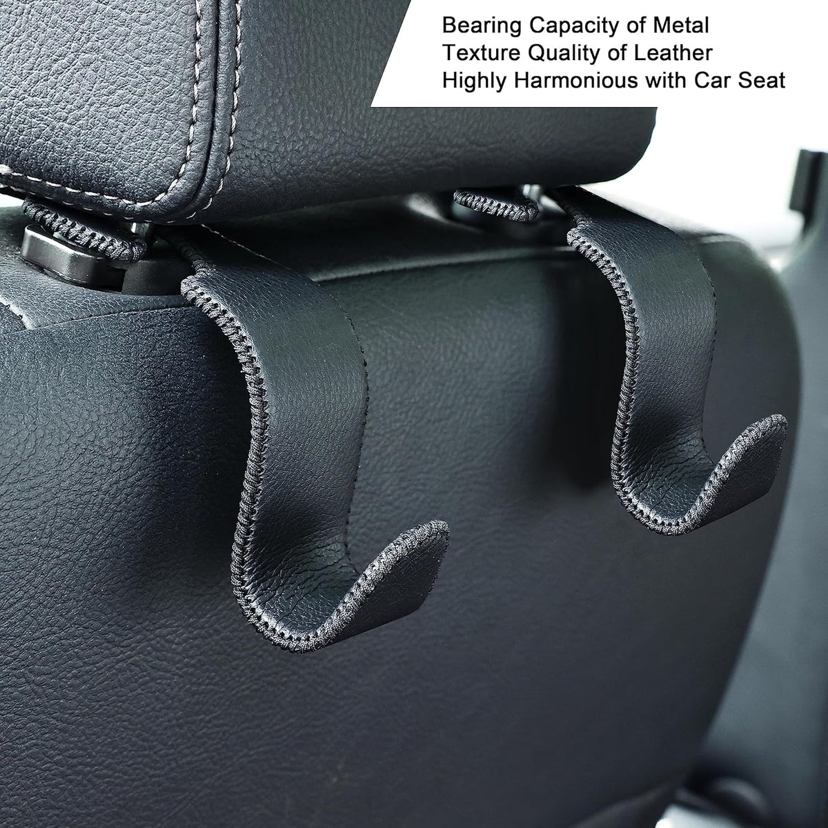 Amooca 4-Pack Car Headrest Hooks Vehicle Storage Organizer for Purses Handbags Groceries Backpack Coats –Holds 55lbs 360° Rotating Black