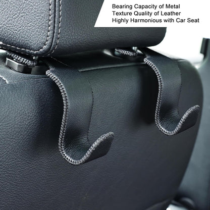 Amooca 4-Pack Car Headrest Hooks Vehicle Storage Organizer for Purses Handbags Groceries Backpack Coats –Holds 55lbs 360° Rotating Black