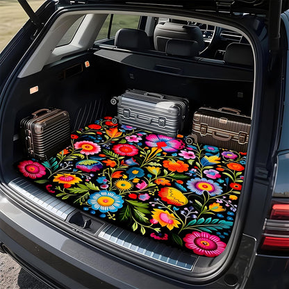 Universal Car Trunk Mat 29" x 39",Purple Colorful Flowers All Weather Trunk Protection Cargo Liner, Durable Cargo Mat Rear Trunk Liner,Stylish Vehicle Interior Accessories Suitable for Most Car Models
