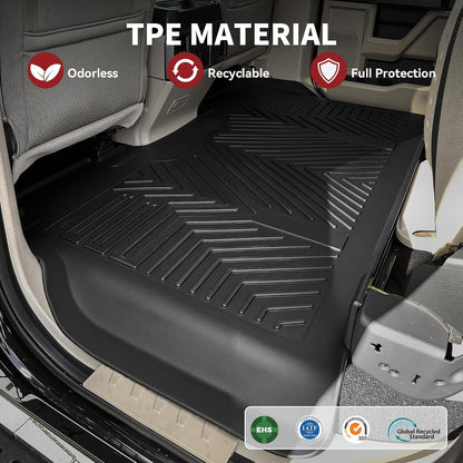 YITAMOTOR Floor Mats Fit for Ford F-150 2015-2026 & F150 Lightning 2022-2026 SuperCrew (Rear w/o U-Seat Flat Storage),TPE All Weather Truck mats, 1st & 2nd Row