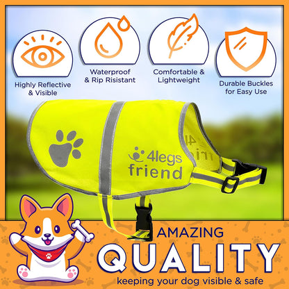 Safety Reflective Orange Vest - Side Release Buckles, High Visibility to Keep Your Dog Safe from Cars & Hunting Accidents