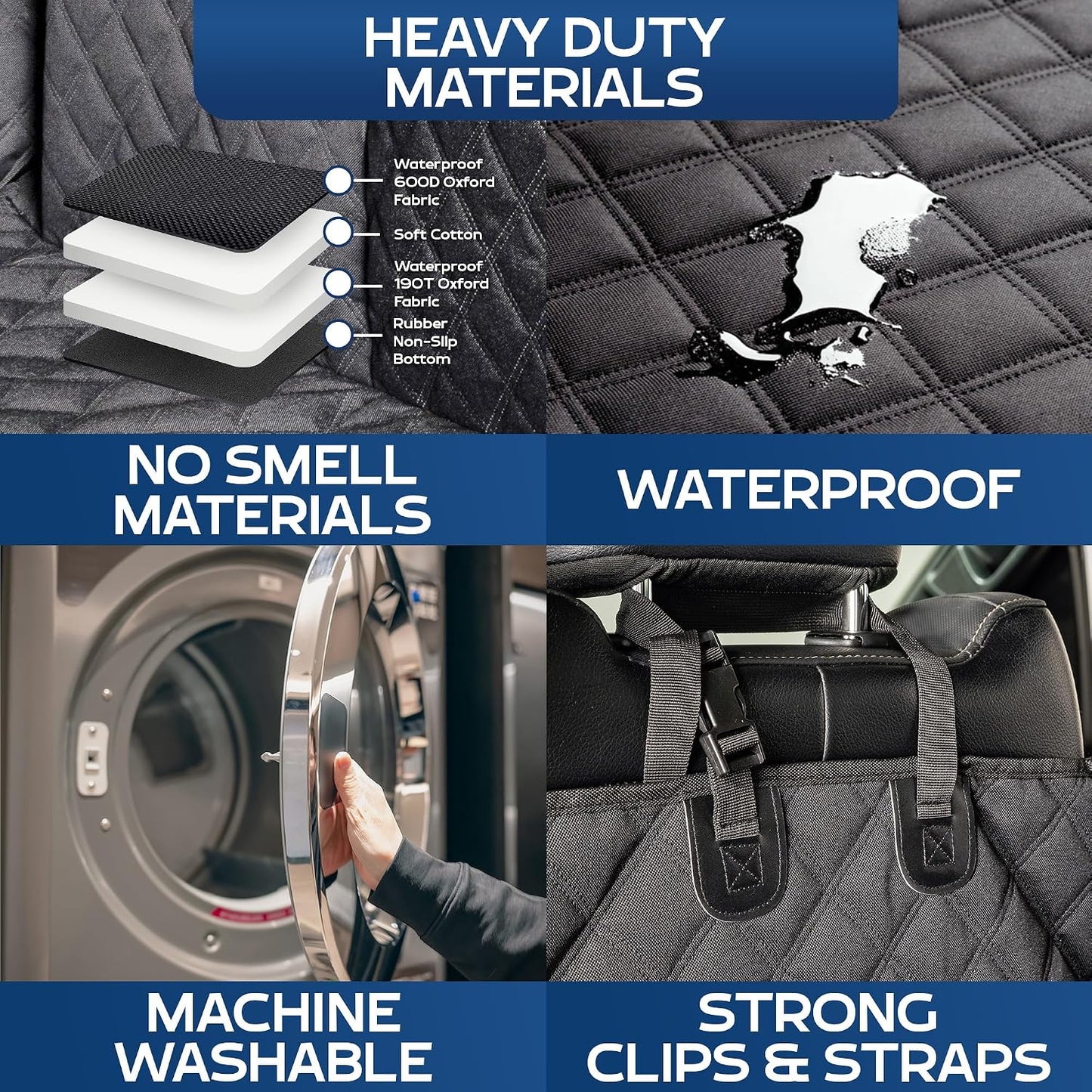 Ruff Liners XL Floor Cover with Door Protection, Black – As Seen on Shark Tank – Fits Full Size Crew Cab Trucks with Fold Up Seats, Waterproof & Machine Washable – Sturdy XL Dog Hammock for Truck
